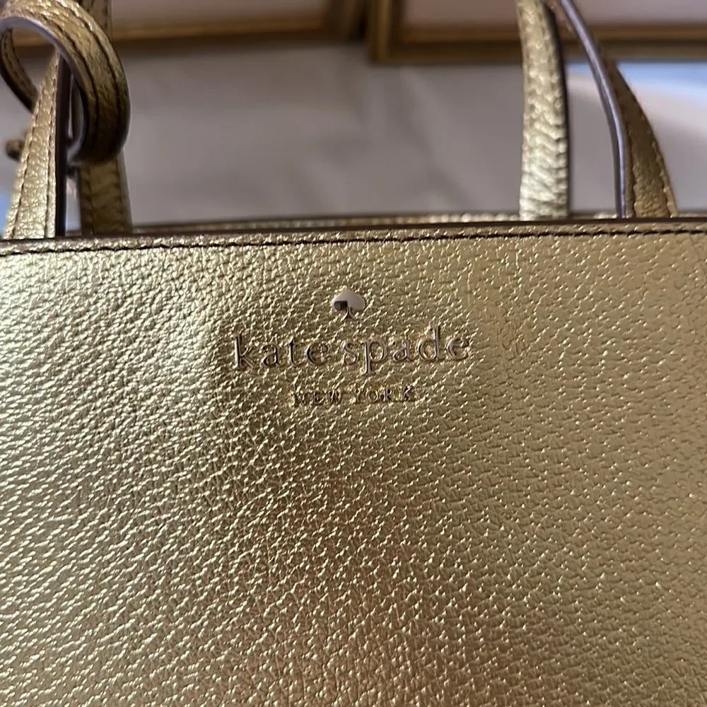 kate spade Thompson Street Metallic Gold Sam  Leather Top Handles Satchel